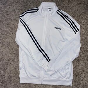 White Adidas stripped zip up jacket